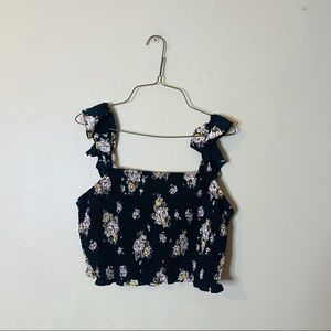 NWT Black Floral Crop Top